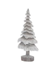 Carved Wood Effect Grey Snowy Tree