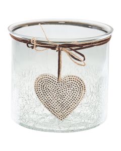 Smoked Midnight Crackled Heart Large Candle Holder