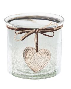 Smoked Midnight Crackled Heart Candle Holder