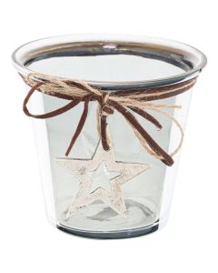 Smoked Midnight Hammered Star Small Candle Holder