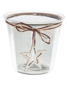 Smoked Midnight Hammered Star Large Candle Holder