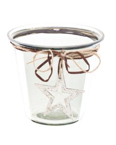 Smoked Midnight Hammered Star Medium Candle Holder