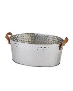 Silver Large Leather Handled Champagne Cooler