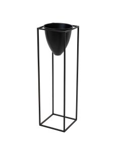 Large Matt Black Bullet Planter On Black Frame