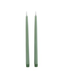 Luxe Collection S/2 Sage LED Wax Dinner Candles