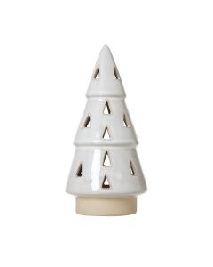 Medium White Ceramic Cut-Out Tree With LED Lights