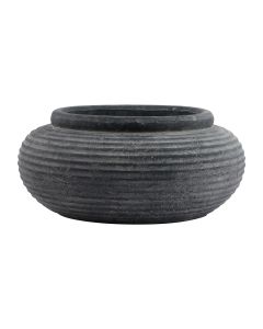 Amalfi Grey Round Ribbed Planter