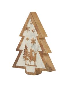 Natural Wooden Snow Scene Tree Decoration