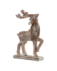 White Wash Collection Wooden Reindeer Decoration