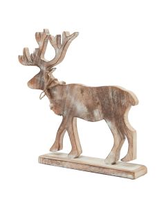 White Wash Collection Wooden Stag Decoration