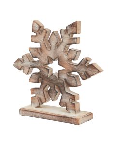 White Wash Collection Wooden Snowflake Decoration