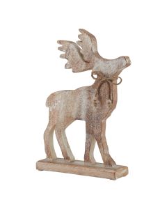 White Wash Collection Large Wooden Sparkle Stag Decoration