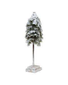 Medium Snowy Cedar Tree On Wood Block