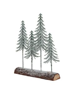 Small Snowy Spindle Tree Quad In Wood Log