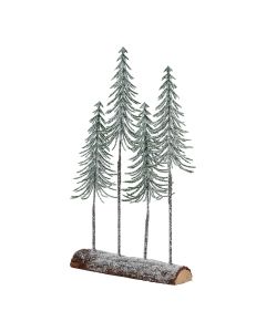 Medium Snowy Spindle Tree Quad In Wood Log