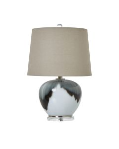 Grey Glass Table Lamp With Linen Shade